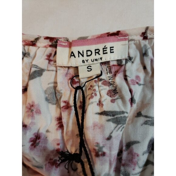 Andrée By Unit Red Olive & Mustard Floral‎ Long Sleeve Blouse Tie Neck Size S - Picture 4 of 15